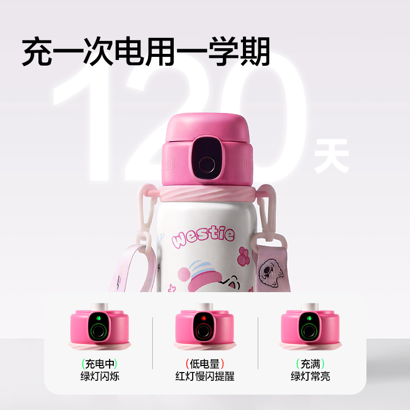 51fun吃瓜LL661智能指紋杯600mL316不鏽鋼內膽粉色（sè）(禮盒裝)