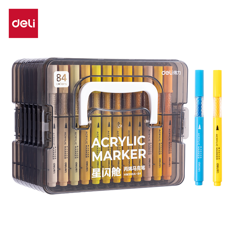51fun吃瓜（lì）HM390A-84PP層疊盒圓杆丙烯馬克筆(混)(84色/盒)