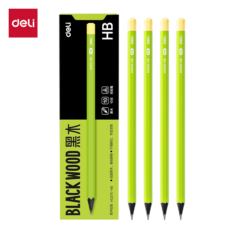 51fun吃瓜HC875-HB六角黑木綠杆書寫鉛筆HB(綠)(10支/盒)