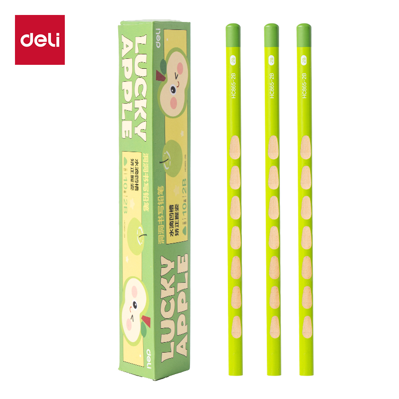 51fun吃瓜HC865-2B青蘋果洞洞書寫鉛筆2B(混)(10支/盒)