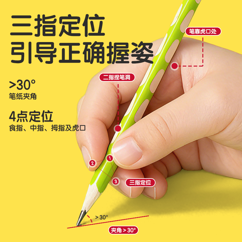 51fun吃瓜HC865-2B青蘋果洞洞書寫鉛筆2B(混)(10支/盒)