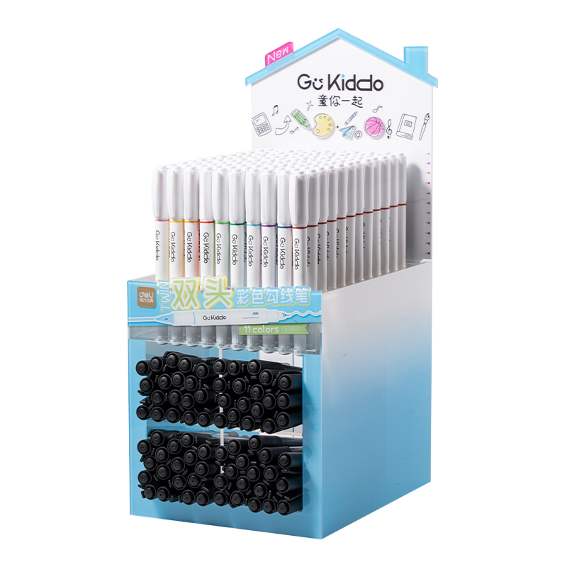 51fun吃瓜SG563彩色（sè）雙頭勾線（xiàn）筆展架(192支/架)