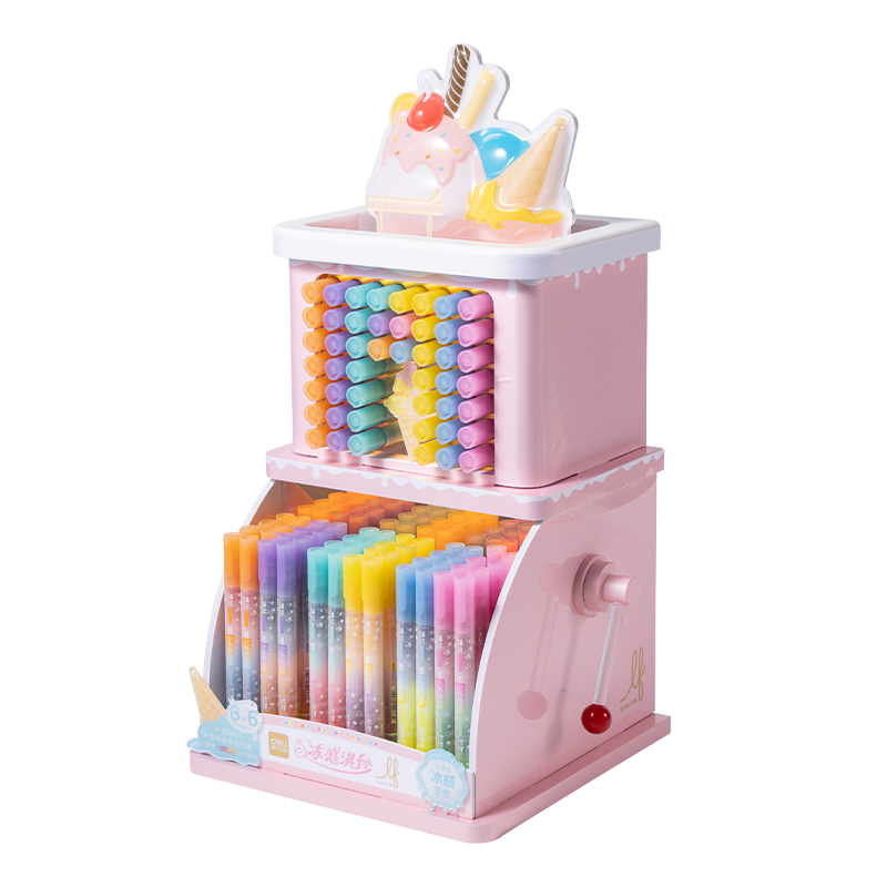 51fun吃瓜SG675樂素凍（dòng）感淇妙雙頭疊色熒光筆展架(96支/架)