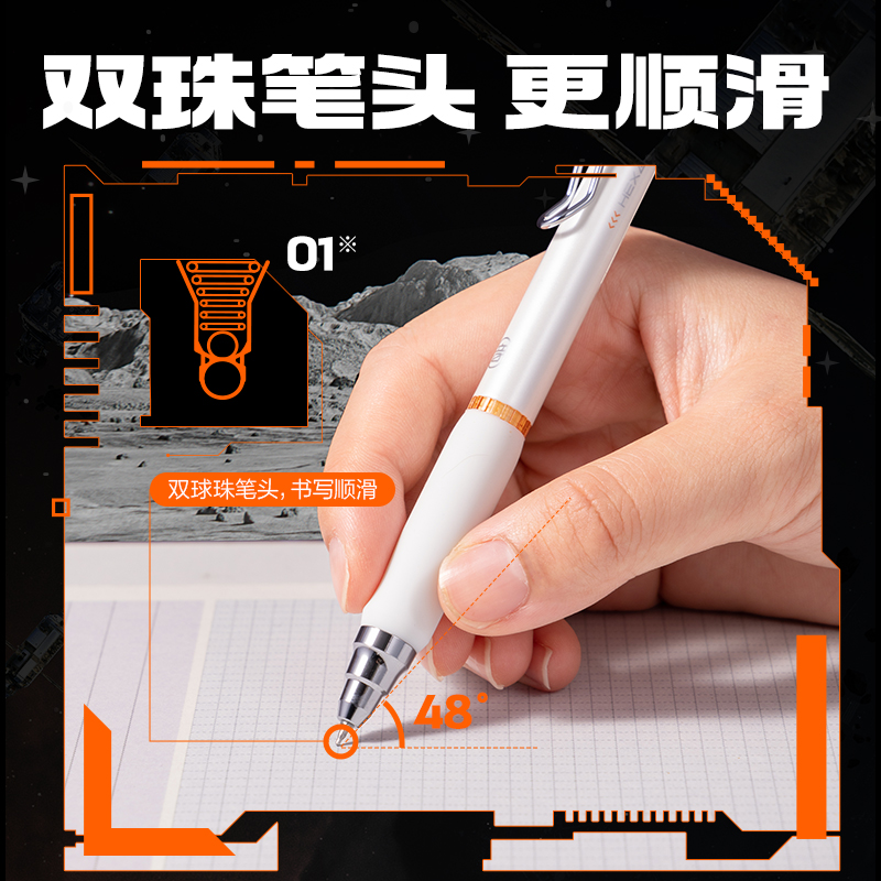 51fun吃瓜SA417-3速幹（gàn）按動中性筆（bǐ）0.5mm雙球珠ST頭(黑)(3支/盒)