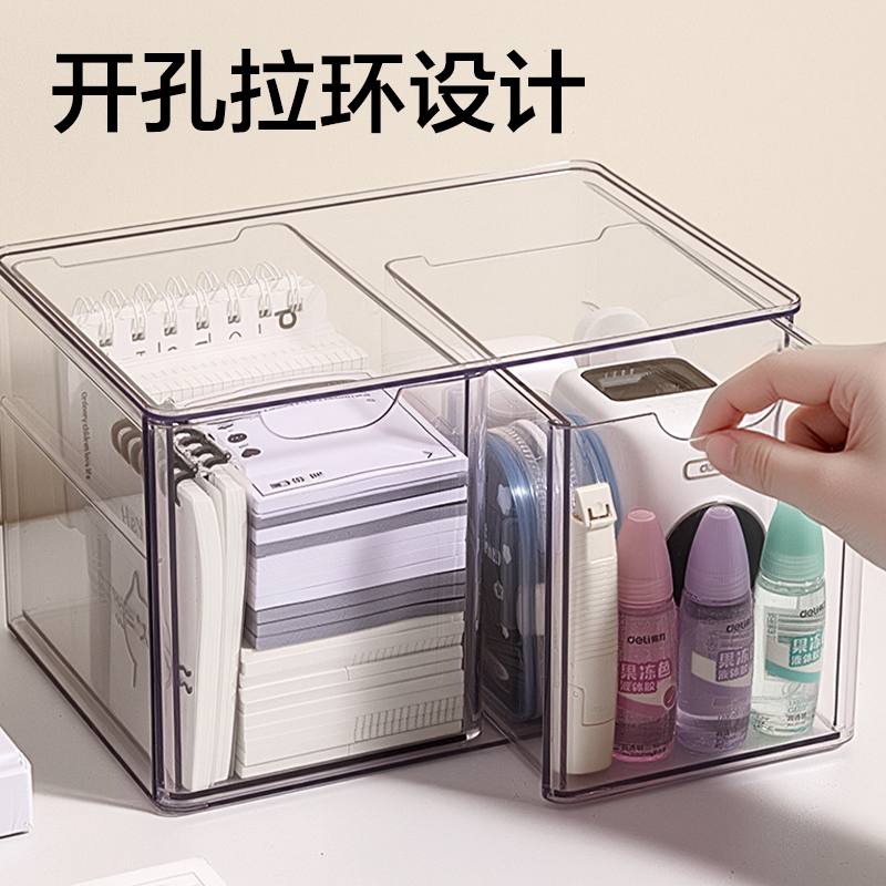 51fun吃瓜XDM231雙抽屜收納盒(透明)(盒)