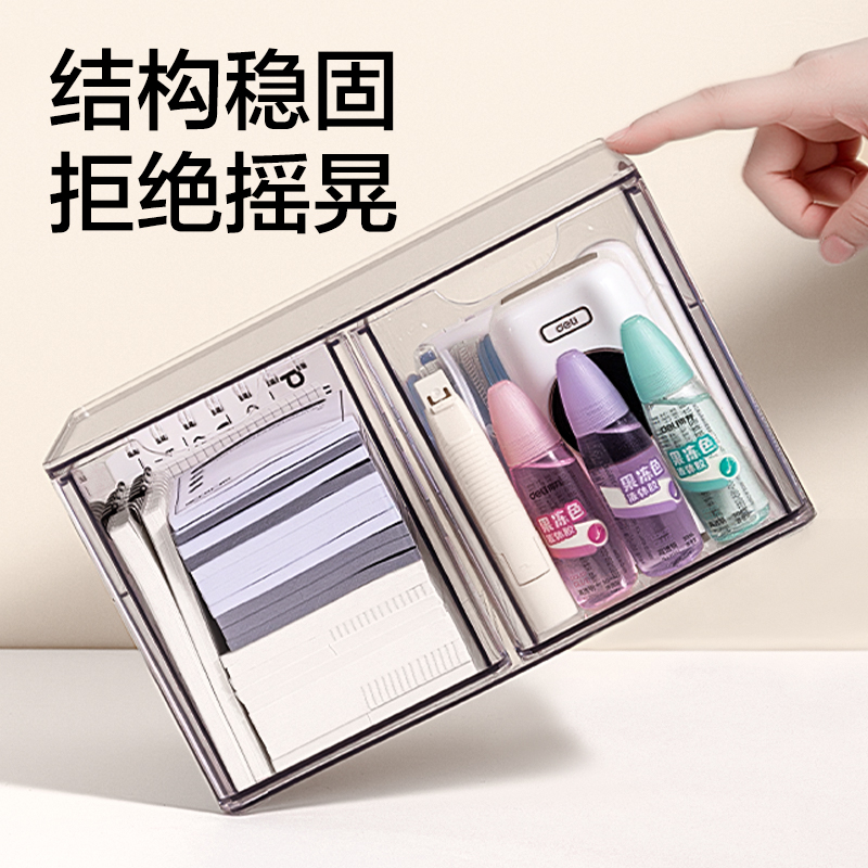 51fun吃瓜XDM231雙抽屜收納（nà）盒（hé）(透明)(盒)