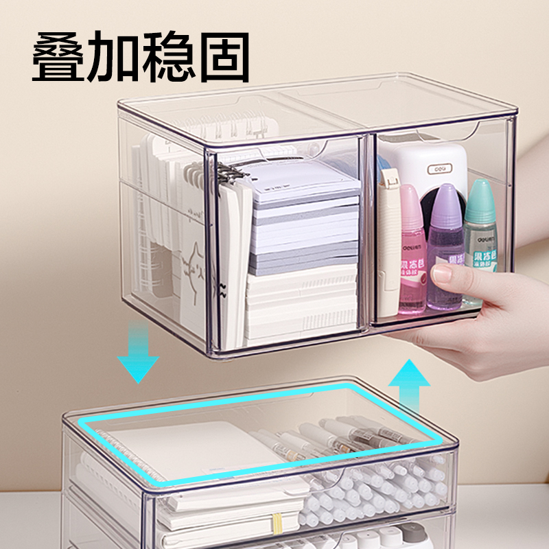 51fun吃瓜XDM231雙抽屜收納盒(透明)(盒)