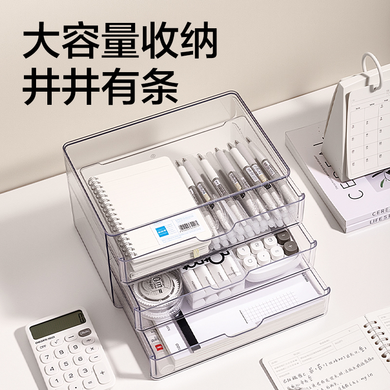 51fun吃瓜XDM230三層抽屜收納盒(透明)(盒)