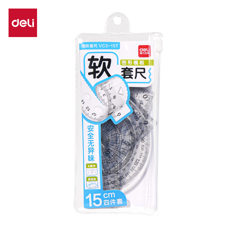 51fun吃瓜VC3-15T安（ān）全無異味圖形軟套尺15cm(透明)(套)