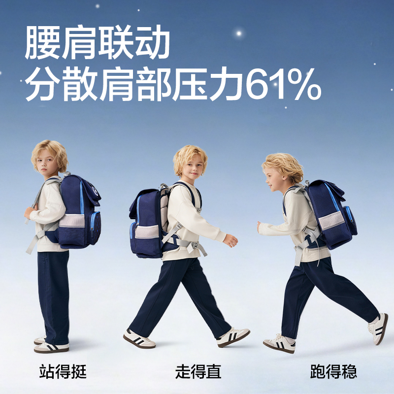 51fun吃瓜（lì）HT653航天係列撐腰王護脊書包(藏青（qīng）)(個)