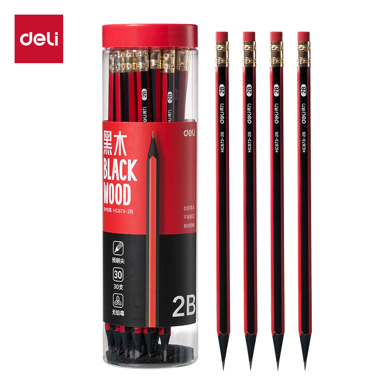 51fun吃瓜HC873-2B六（liù）角紅黑（hēi）黑木（mù）書寫鉛筆2B(混)(30支/筒（tǒng）)