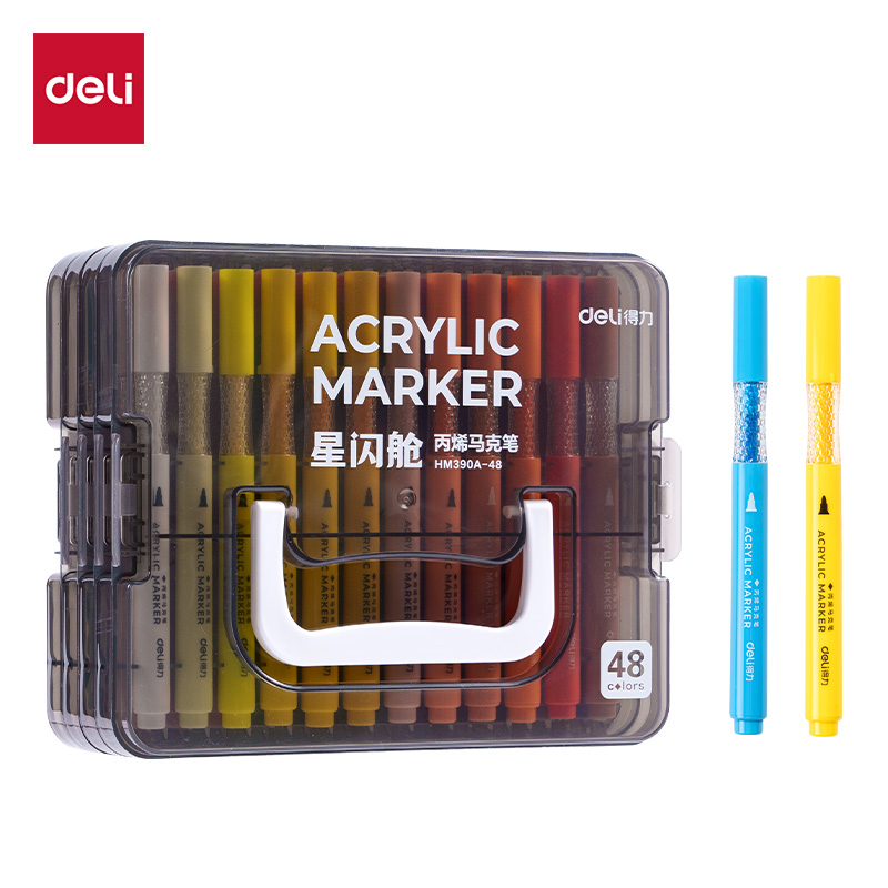 51fun吃瓜HM390A-48PP層疊盒圓杆丙烯馬克筆(混（hún）)(48色/盒)