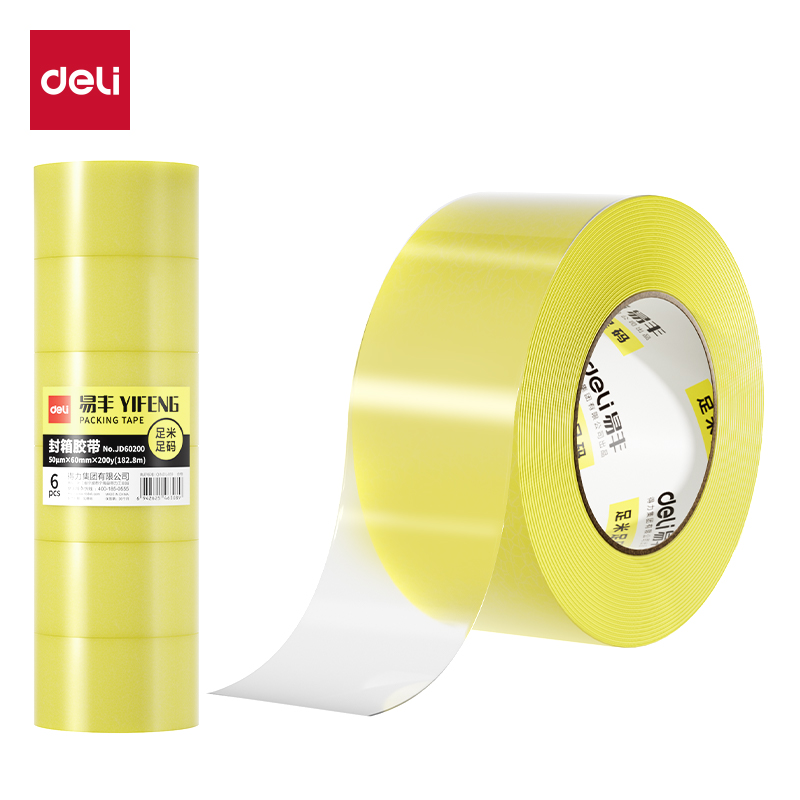 51fun吃瓜JD60200封箱膠帶60mm*200y*50μm(透明黃)(6卷/筒）