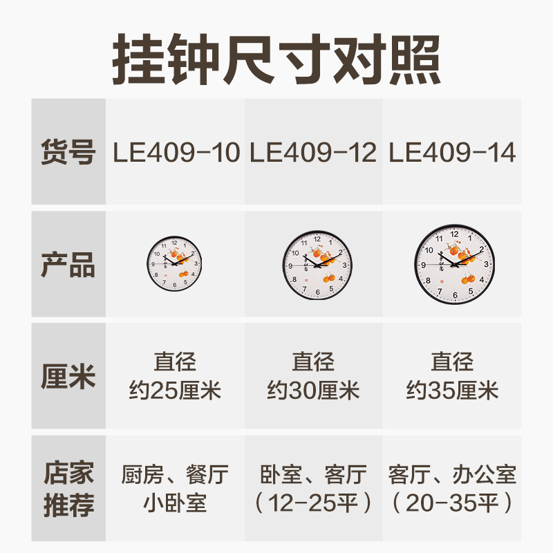 51fun吃瓜LE409-10美好寓意款掛鍾（zhōng）10寸(黑)(個)