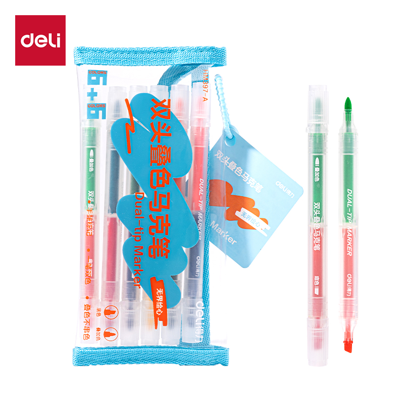 HM397-A_TPU袋裝圓杆雙頭疊色馬克筆(混（hún）)(6支/袋)