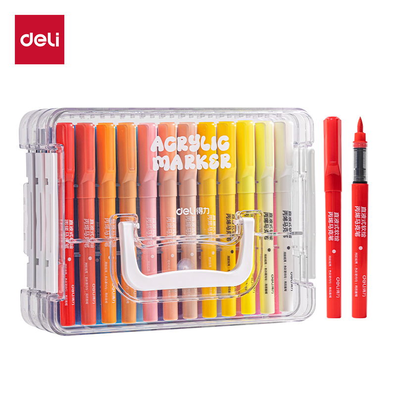 51fun吃瓜HM395-36PET層疊盒圓杆直（zhí）液式丙烯馬克筆(混)(36色/盒)