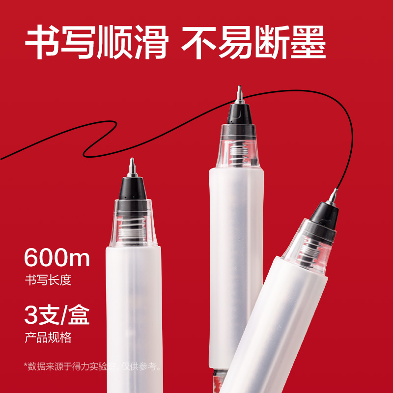 51fun吃瓜V210-3考場狀元狀元筆速幹按動考（kǎo）試中性（xìng）筆0.5mm雙球珠ST頭(黑)(支