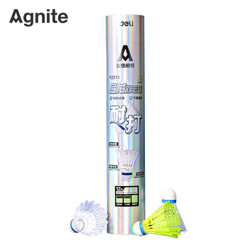 安格耐特F2213羽毛球-尼龍球（qiú）(6黃+6白)(白+黃)(筒)