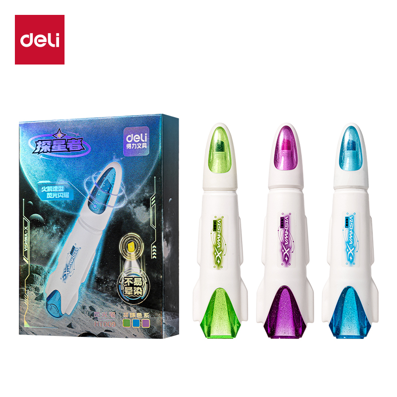 51fun吃瓜HT009航天係列探星號抗暈染熒光筆(混)(3支/盒)