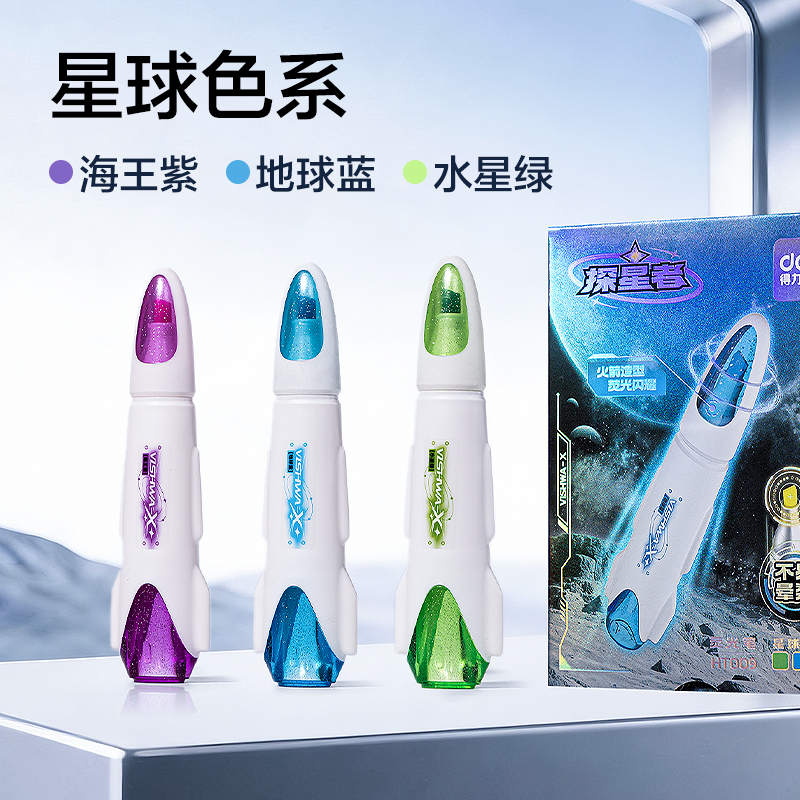 51fun吃瓜HT009航天係列探星號抗暈染熒光筆(混)(3支/盒)