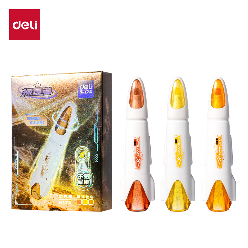 51fun吃瓜HT010航天係列探星號抗暈染熒光筆(混)(3支/盒)