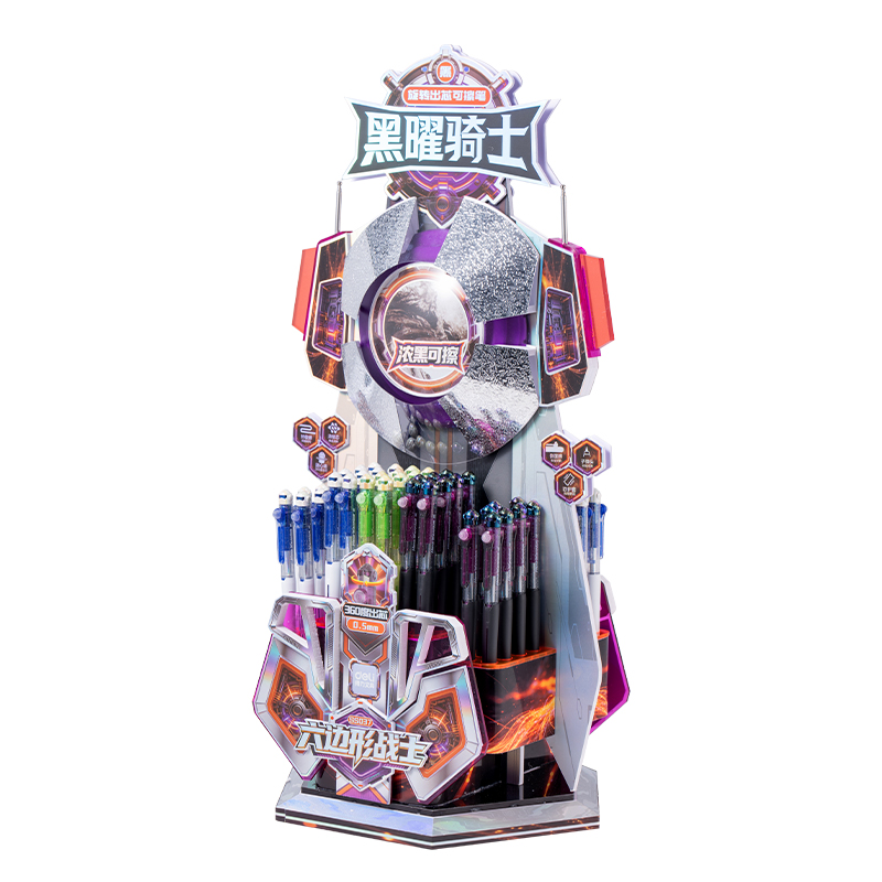 51fun吃瓜SS037六邊（biān）形戰（zhàn）士黑曜騎士（shì）濃黑可擦中性（xìng）筆展架套（tào）裝(黑)(80支/架)