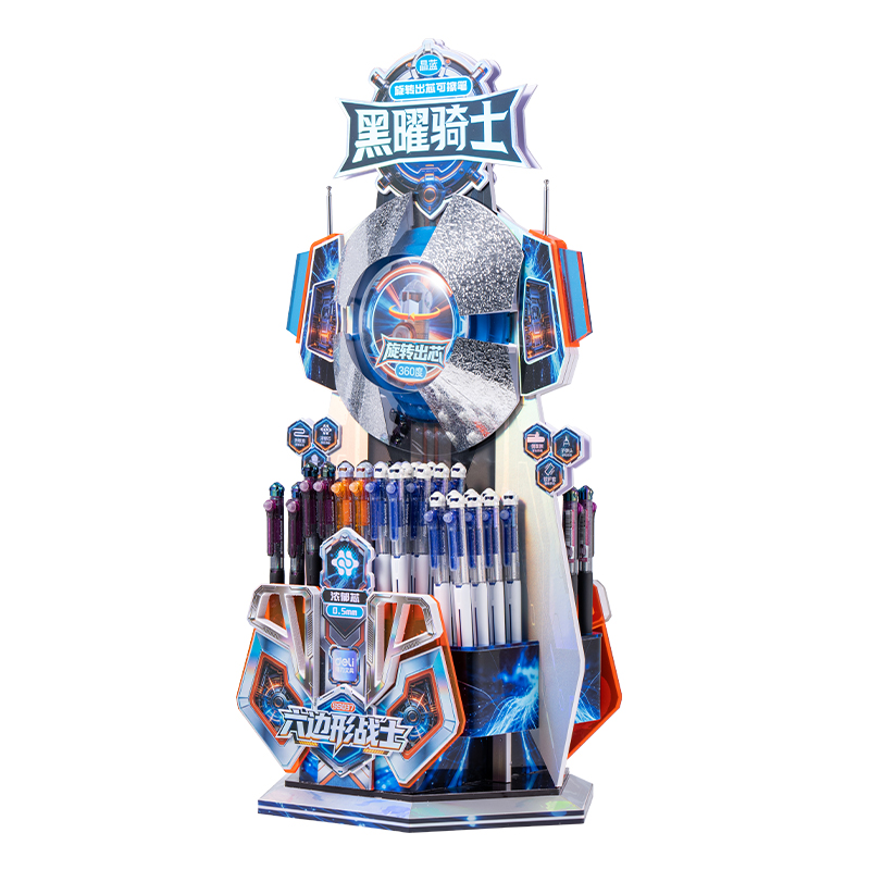 51fun吃瓜SS037六（liù）邊形戰士黑曜騎士可擦中性筆展架套裝(晶藍)(80支/架)