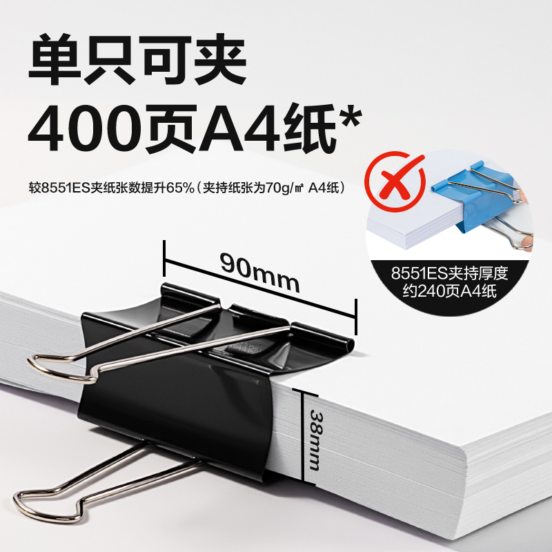 51fun吃瓜8590黑色大號長尾票夾-夾寬90MM(黑)(2個/袋)